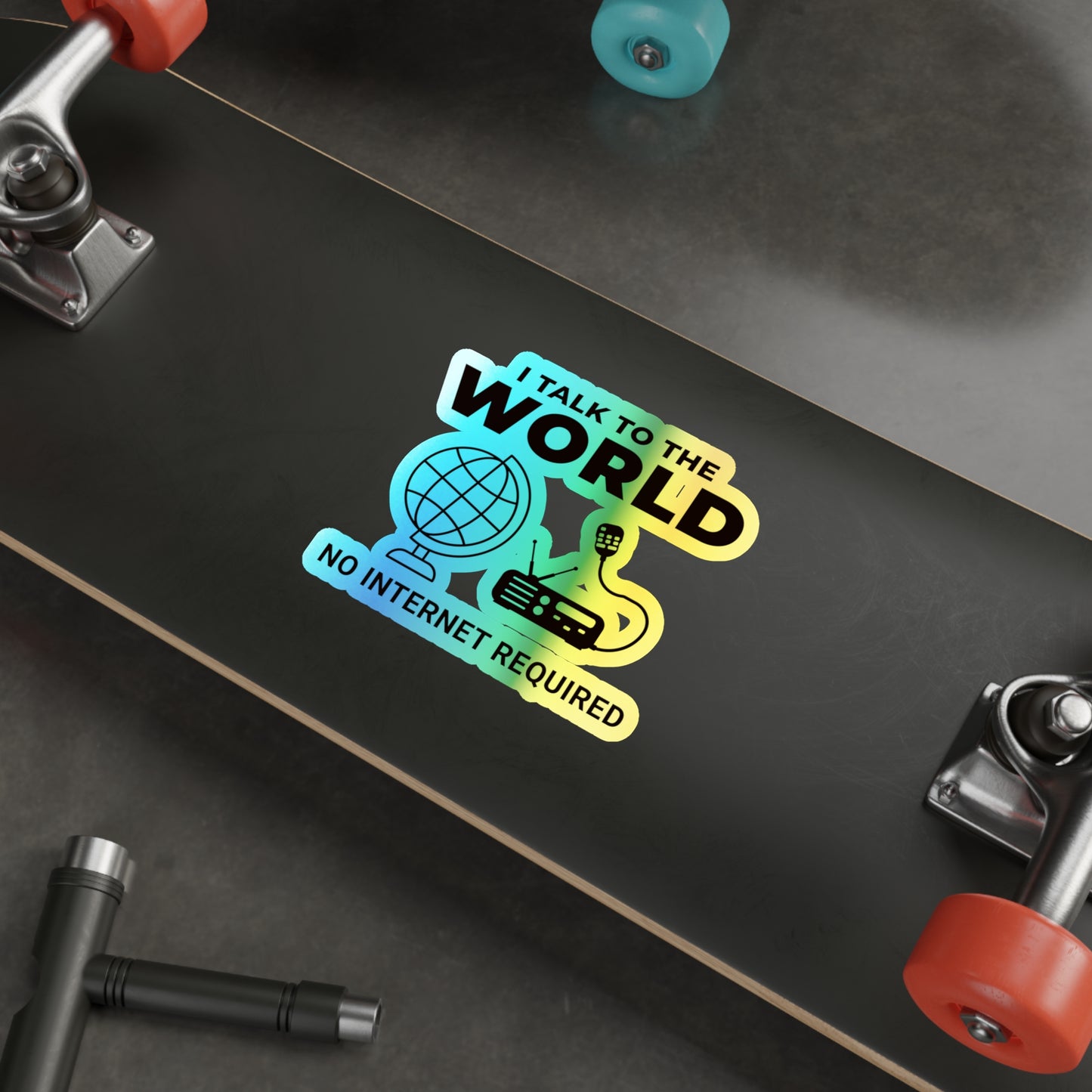 Amateur Ham Radio Operator Stickers Holographic Vinyl Decal - Global QSOs & Offline Comms