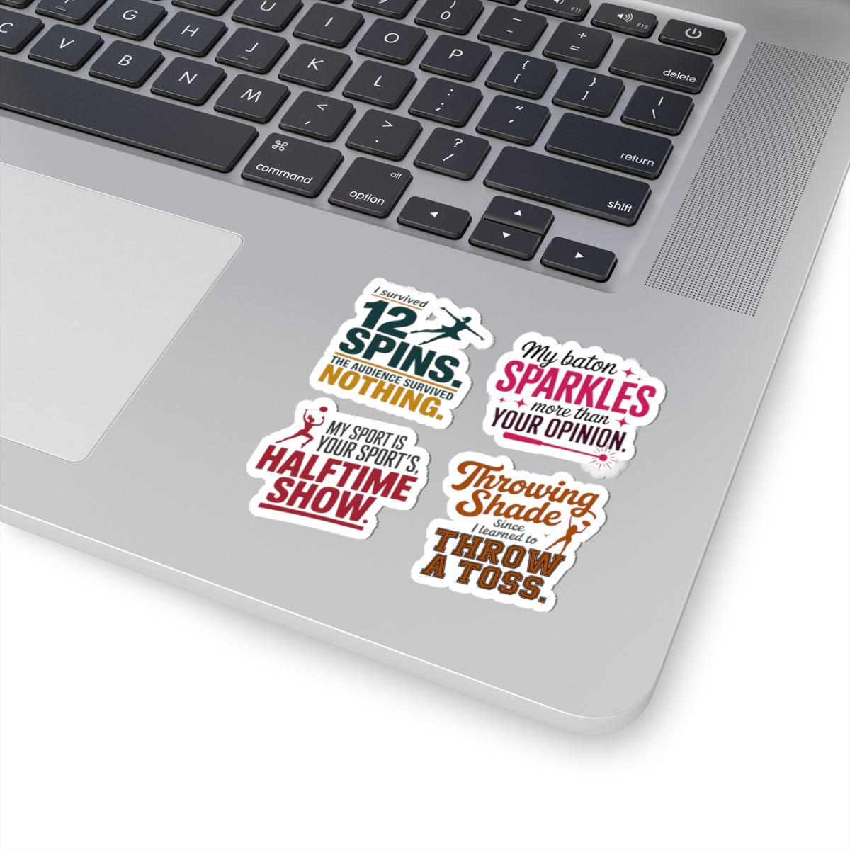 Baton Twirling Sticker Pack – 4 PCS Sassy Confidence Quote Decal Set for Competitive Twirlers & Majorette Athletes
