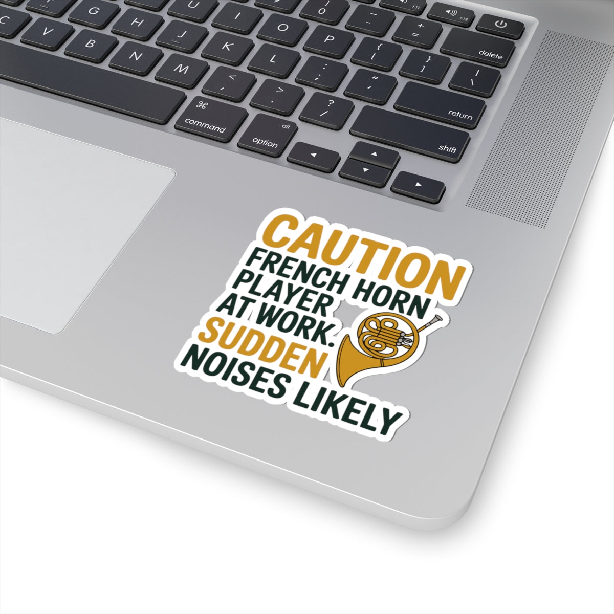 French Horn Warning Sticker - Sudden Noises Vinyl Decal for Musicians, Practice Rooms