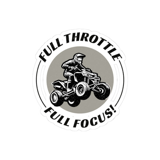 ATV Quad Bike Sticker Vinyl - Off-Road Racing Decal with Full Throttle Motocross Design