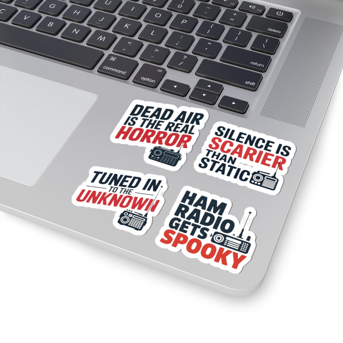 Ham Radio Sticker Pack – 4 PCS Funny Spooky Quote Decal Set for Ham Radio Operators & Amateur Radio Enthusiasts