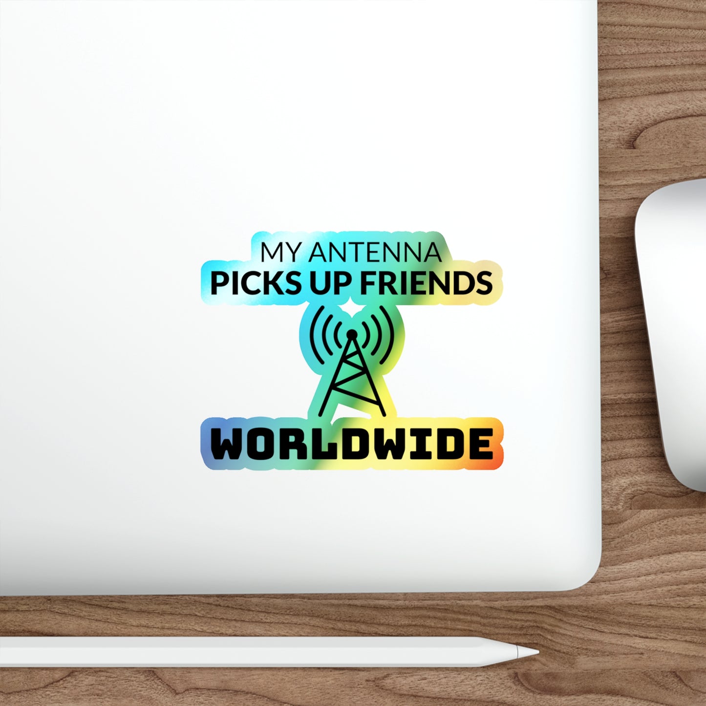 Amateur Ham Radio Operator Stickers Holographic Vinyl Decal - Global Contacts & DX Friendships