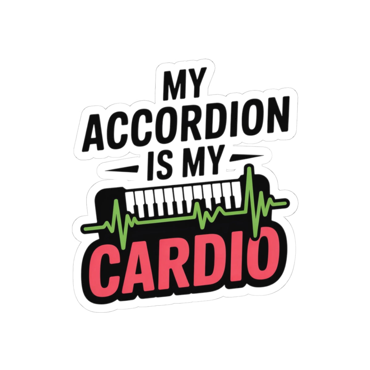 Accordion Sticker – Cardio Parody Decal for Squeezebox Players, Polka Fans