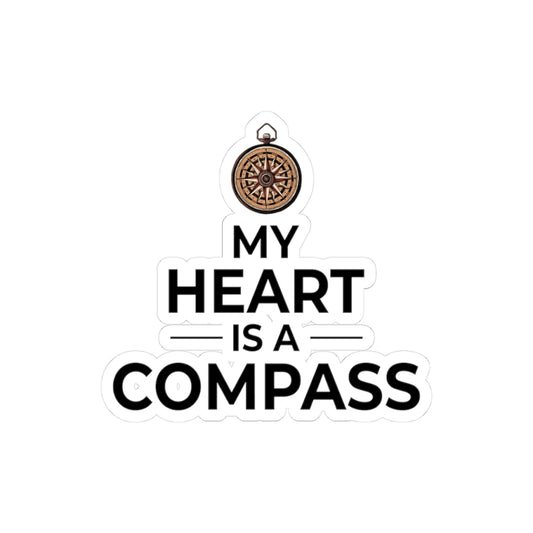 Compass Heart Sticker - Minimalist Travel Vinyl Decal for Adventurers & Romantics