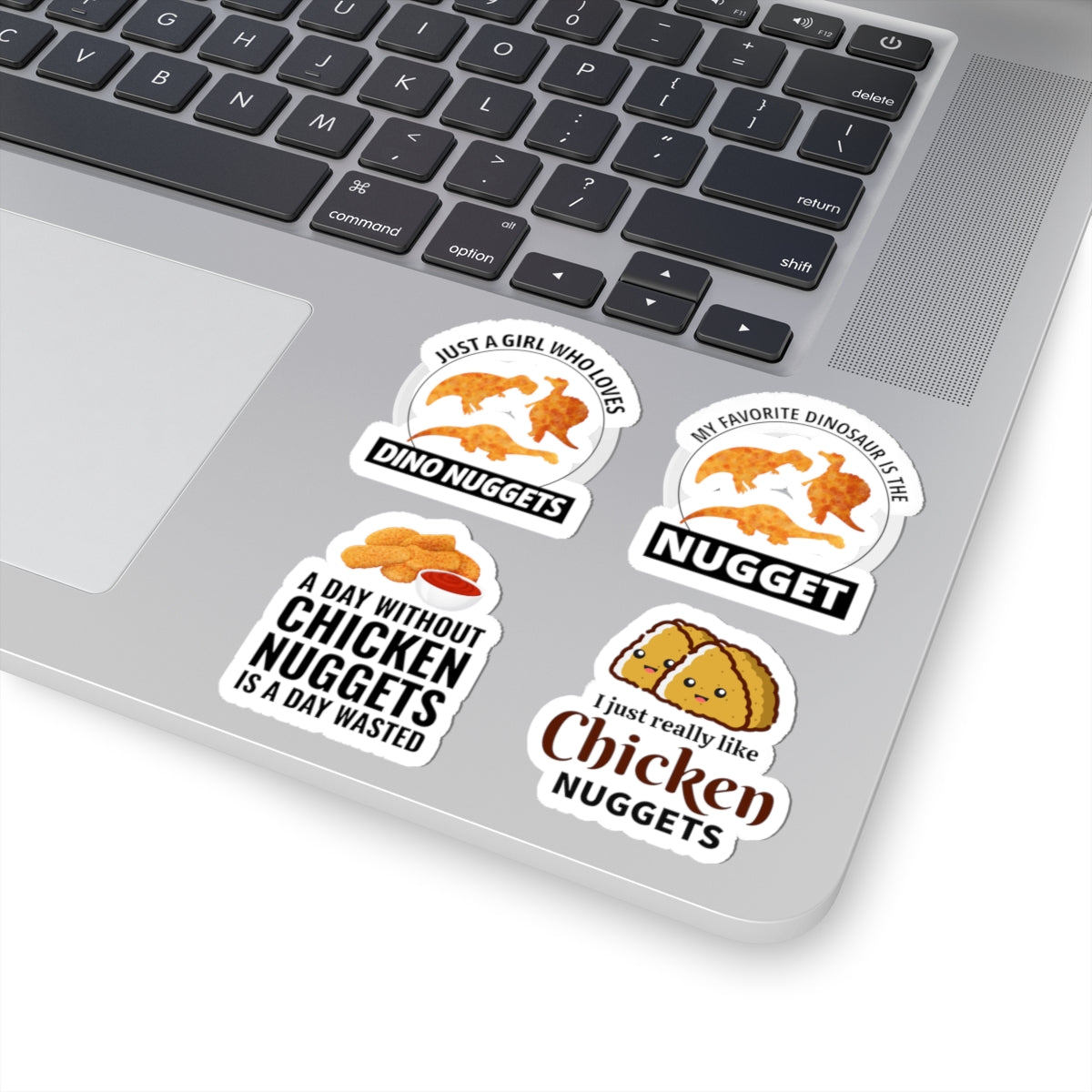 Dino Nugget Sticker Pack – 4 PCS Funny Dinosaur Food Decals for Girls Kids Chicken Nugget Fans