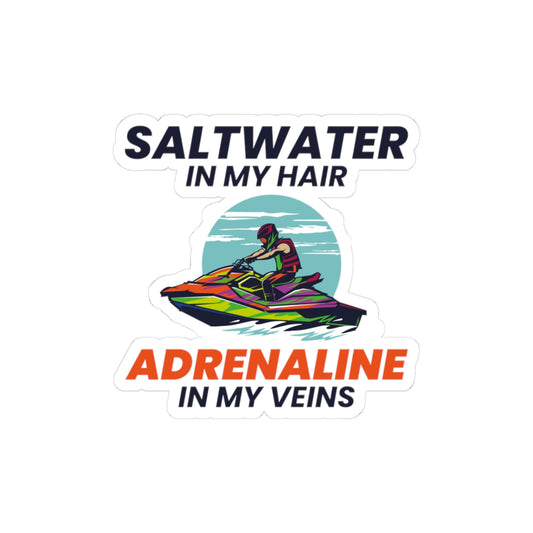 Saltwater Jet Ski Sticker - Adrenaline Watersports Vinyl Decal for PWC Riders & Ocean Enthusiasts