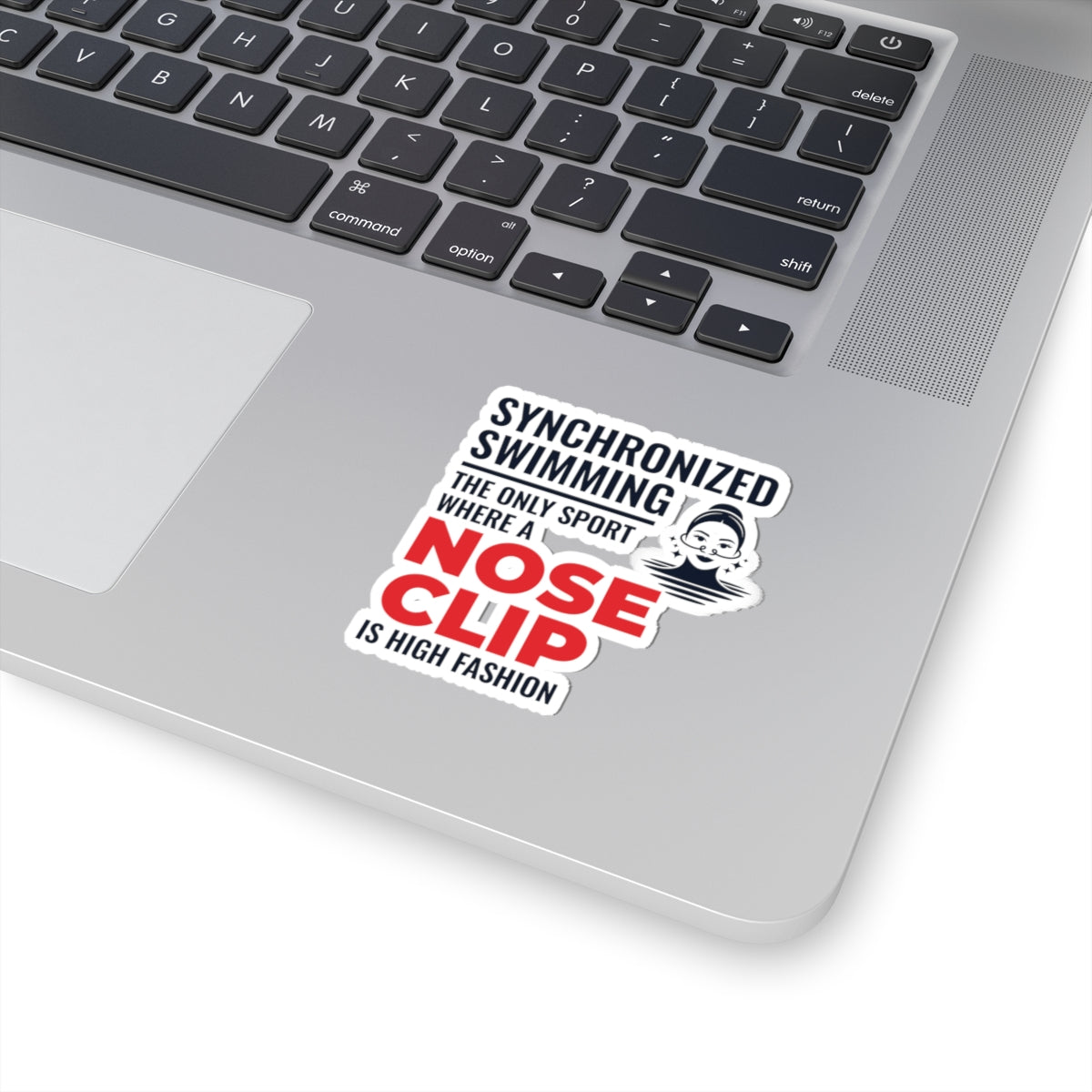 Funny Synchronized Swimming Sticker - 'Nose Clip High Fashion' Vinyl Decal for Swim Teams