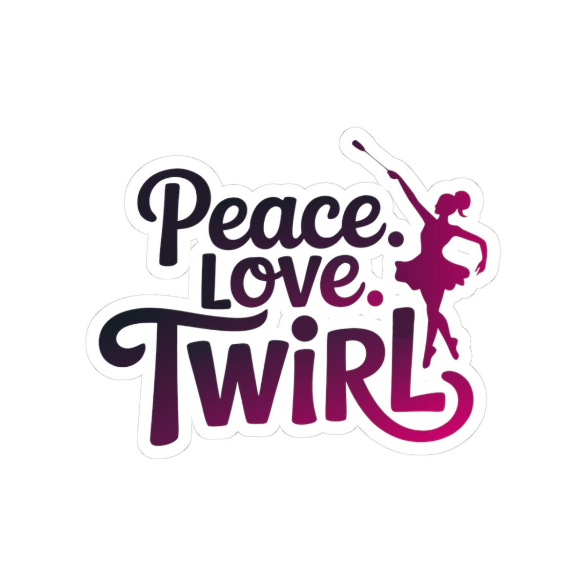 Baton Twirling Sticker – Peace Love Twirl Boho Style Decal for Twirler Color Guard Marching Band Member