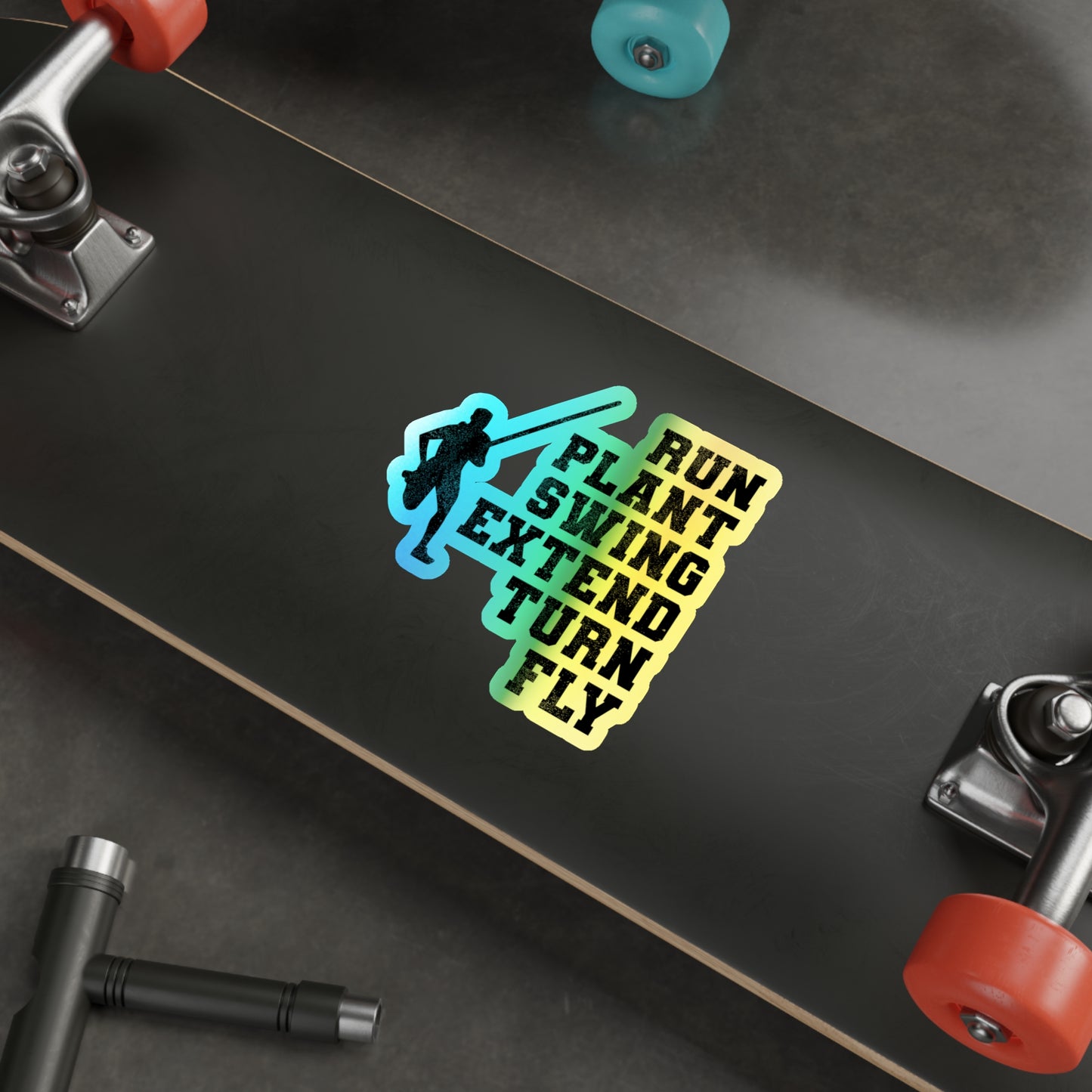 Pole Vault Holographic Stickers - Athlete Training Jumping Decal for Sports Enthusiasts