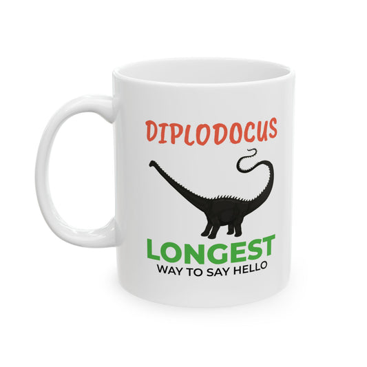 Dinosaur Fossil Mug for Sauropod Enthusiasts Diplodocus Silhouette Design