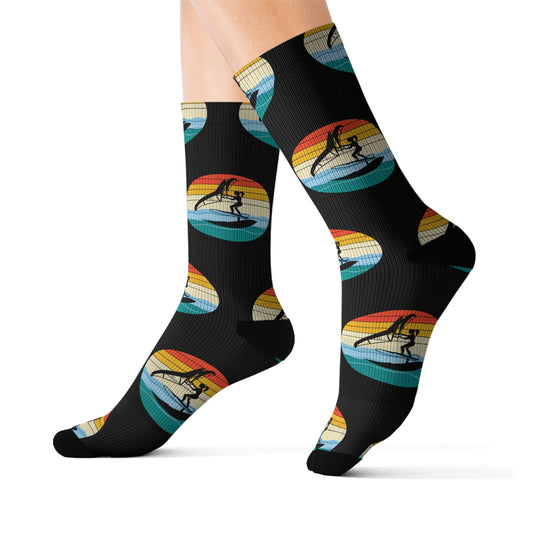 Wing Foiling Socks Retro Sunset Design for Foiling Lovers and Enthusiasts