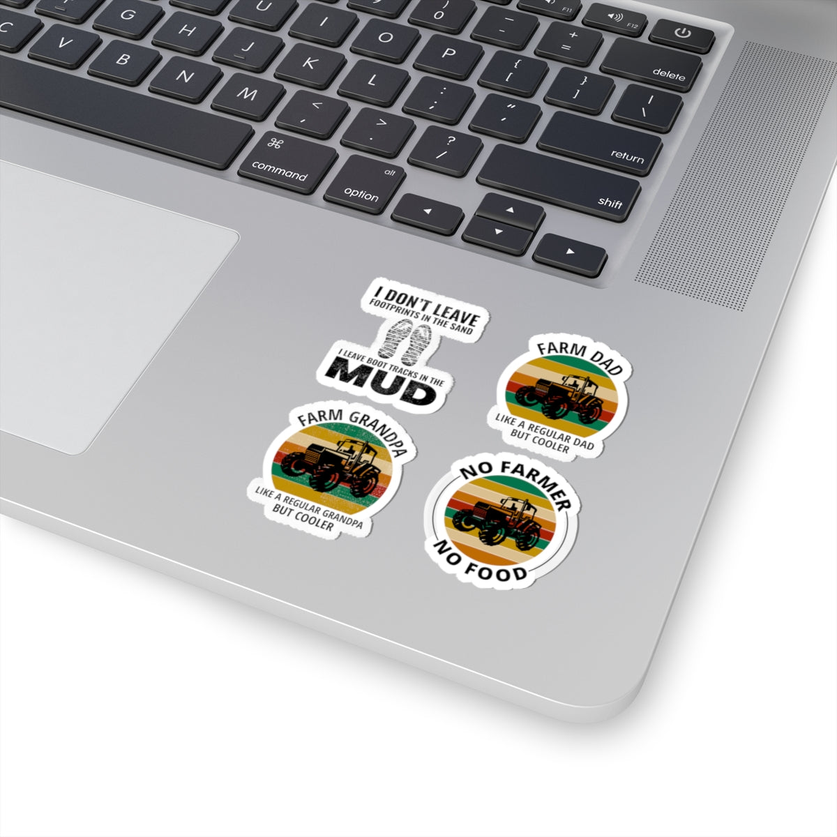 Farmer Sticker Pack – 4 PCS Funny Farm Dad Grandpa No Farmer No Food Decal Set for Farmers Agriculture Lovers