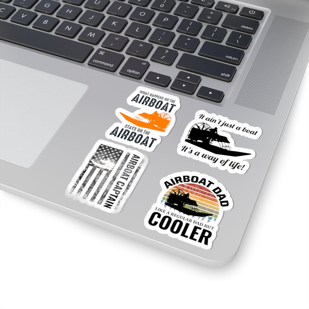 Airboat Dad Sticker Pack – 4 PCS Funny Patriotic Decals for Airboat Captains Swamp Boat Enthusiasts
