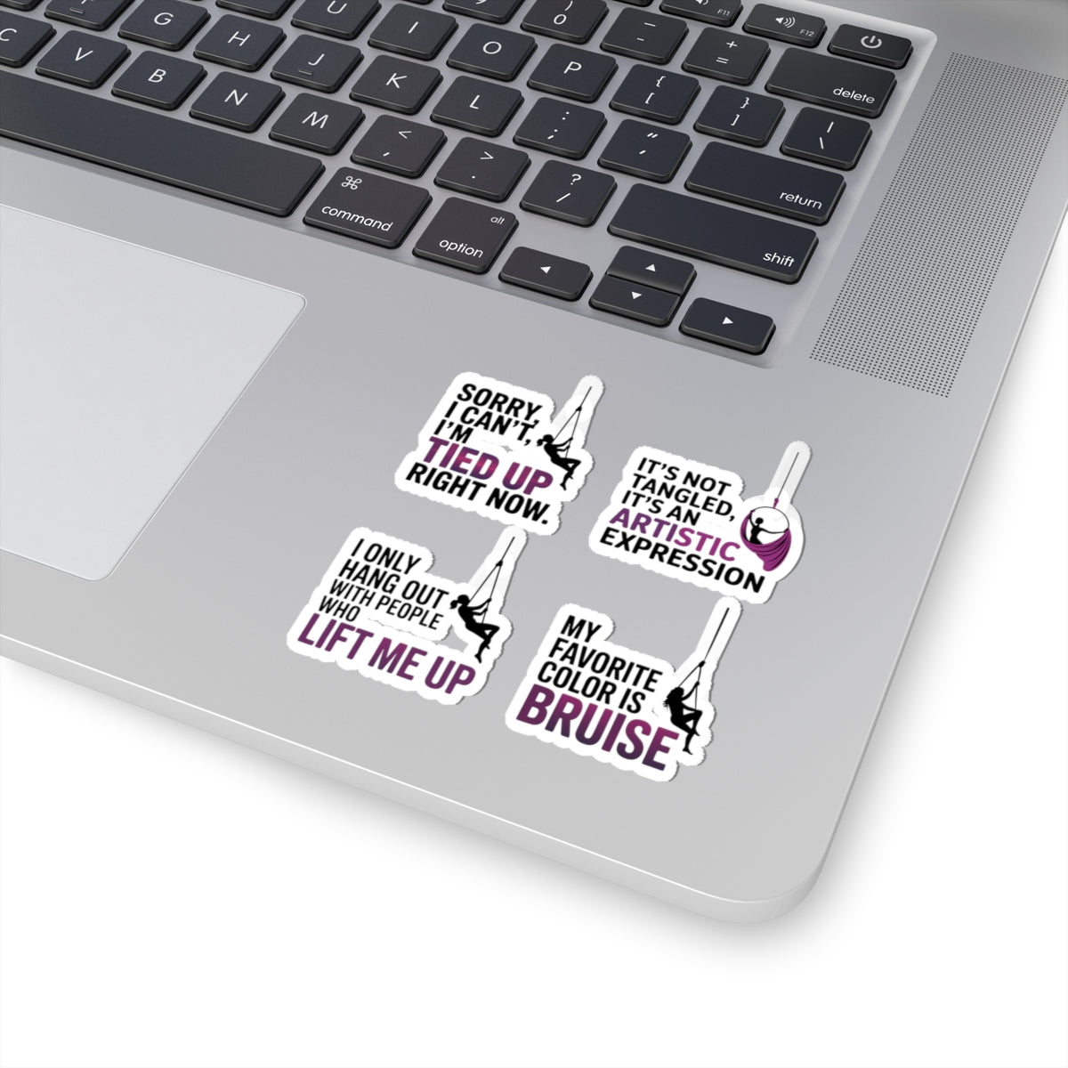 Aerial Silk Sticker Pack – 4 PCS Funny Sassy Quote Decal Set for Aerialists Circus Arts Performers and Fabric Athletes