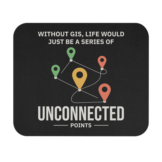 GIS Connectivity Mouse Pad - Spatial Analysis Joke Non-Slip Rubber Base for Analysts & Mappers