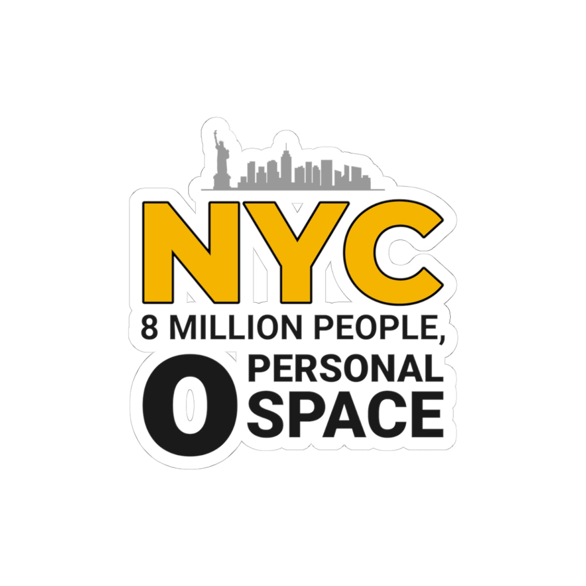 NYC Personal Space Sticker - Crowded City Life Vinyl Decal for Urban Survivors