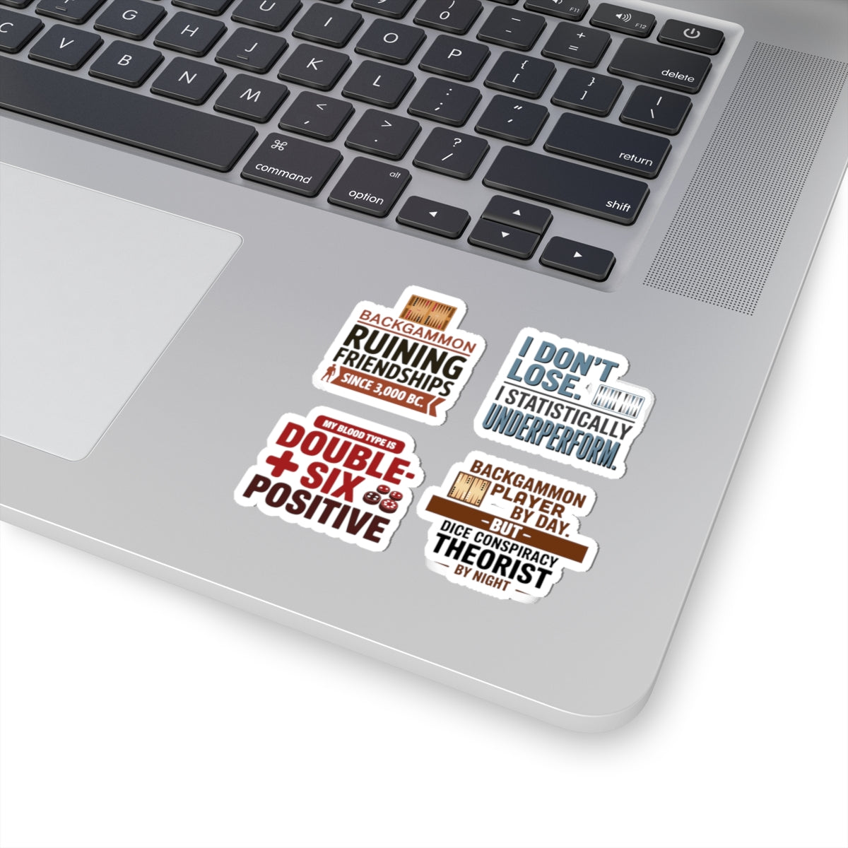 Backgammon Sticker Pack – 4 PCS Witty Player Identity Quote Decals for Board Game Fans & Strategy Lovers