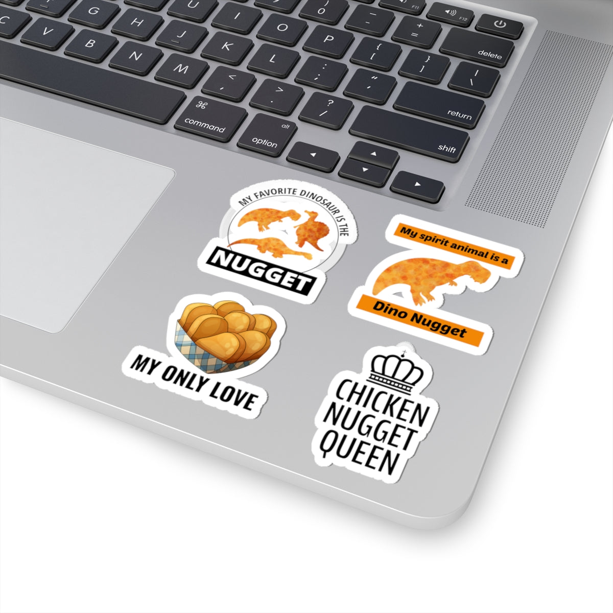Dino Nugget Queen Sticker Pack – 4 PCS Funny Food Humor Decals for Nugget Lovers Girls Women