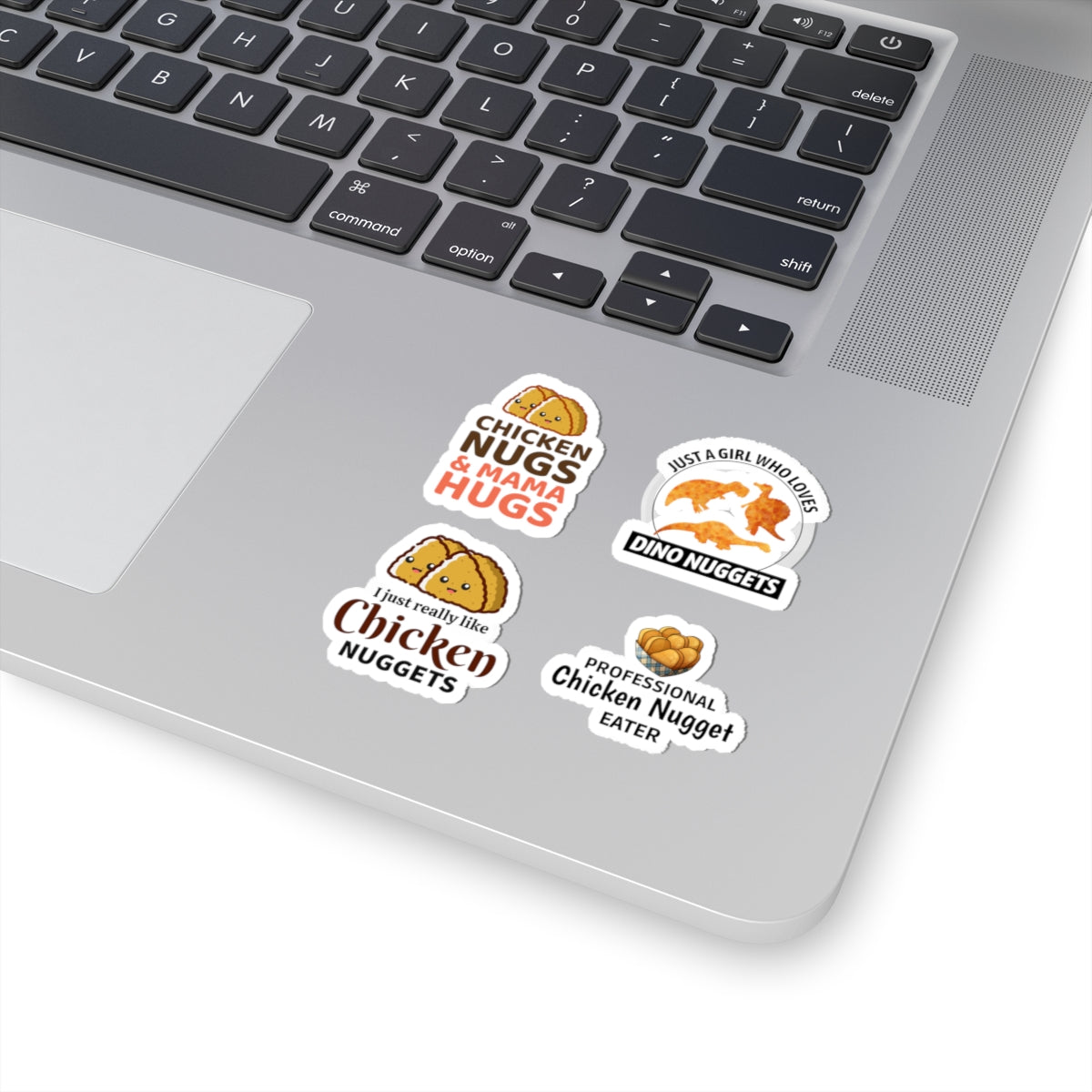 Dino Nugget Sticker Pack – 4 PCS Funny Kawaii Food Decals for Girls Kids Chicken Nugget Lovers