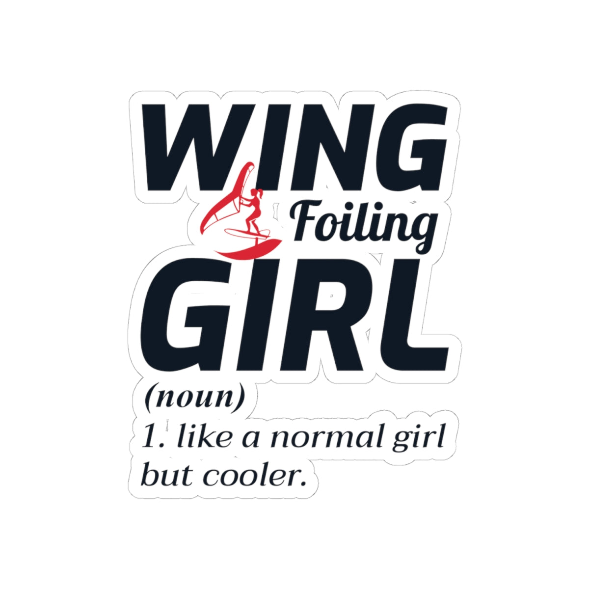 Wing Foiling Girl Sticker - Water Adventure Vinyl Decal for Female Athletes