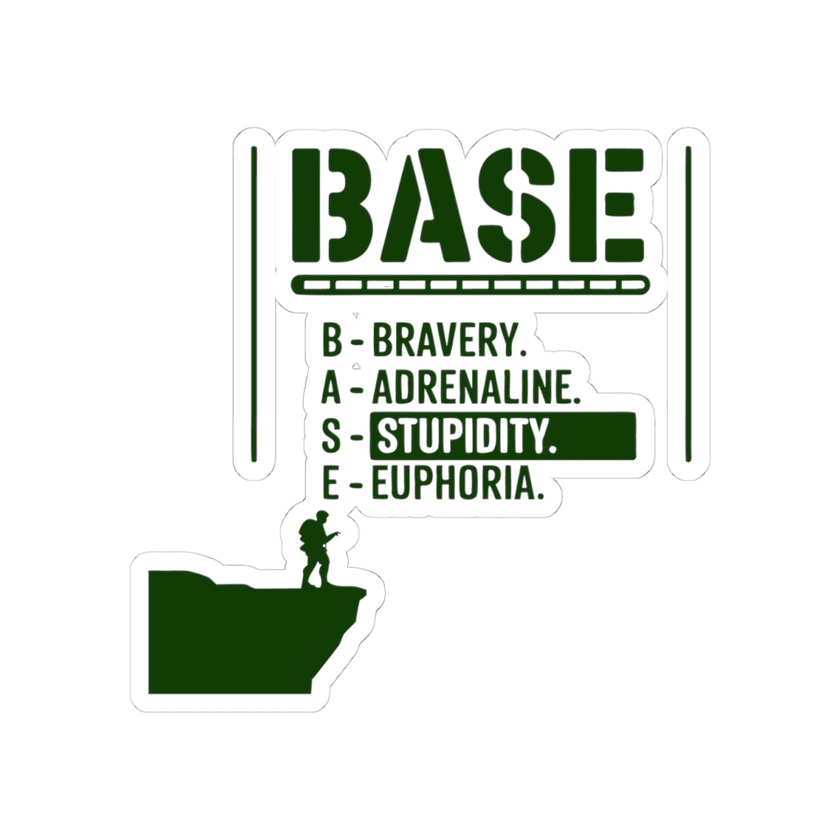 BASE Jumping Sticker – Funny Acronym Definition Stencil Decal for Extreme Sports Fans Adrenaline Junkies