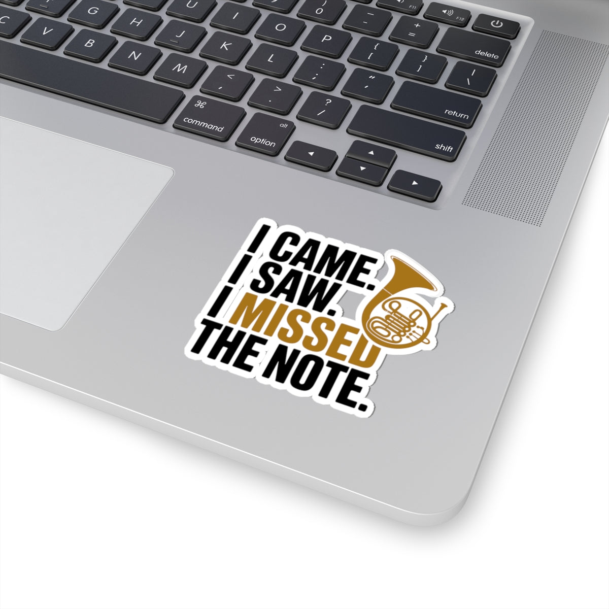 French Horn Humor Sticker - Missed Note Vinyl Decal for Musicians