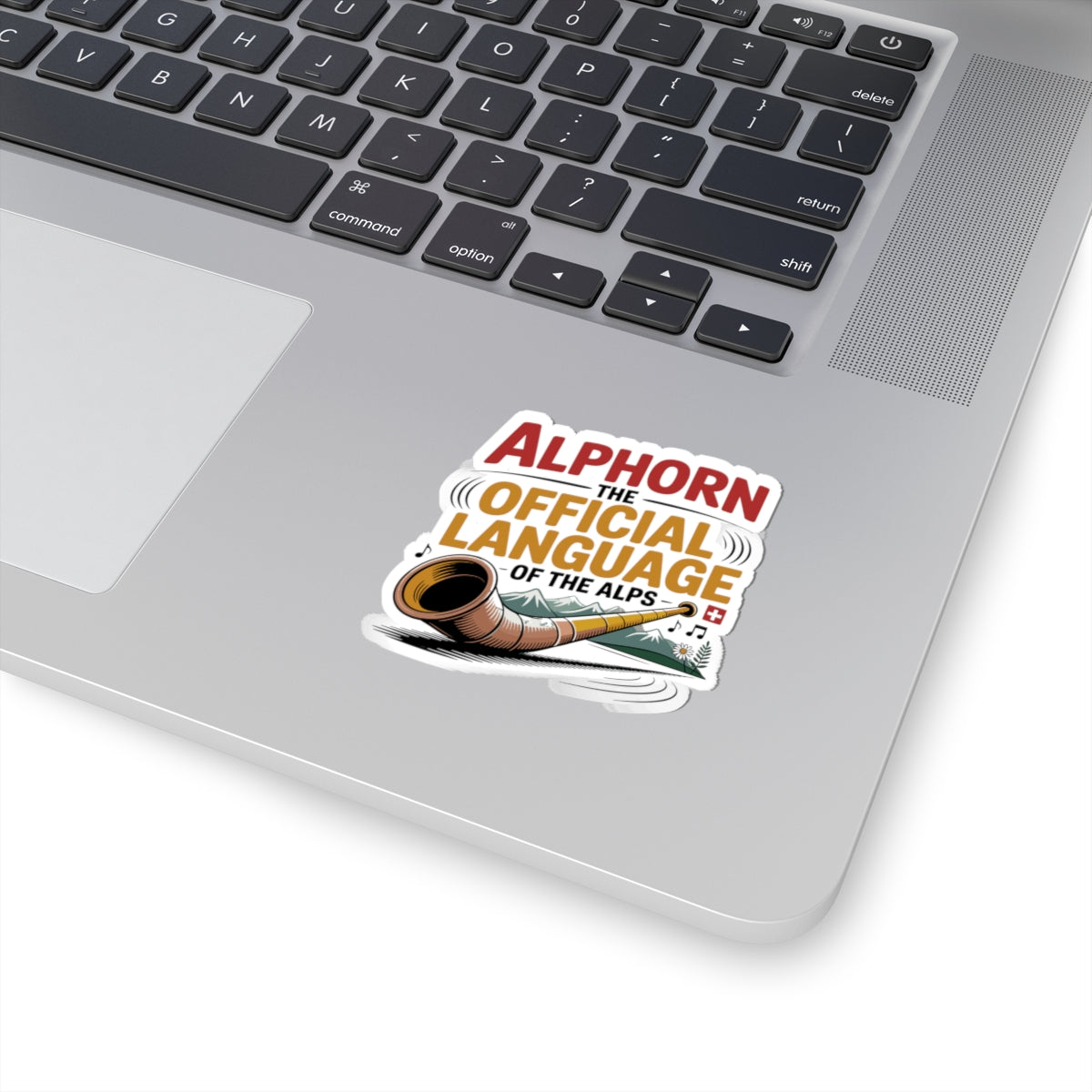 Alphorn Music Sticker - Alpine Horn Player Vinyl Decal for Musicians Switzerland Folk Enthusiasts