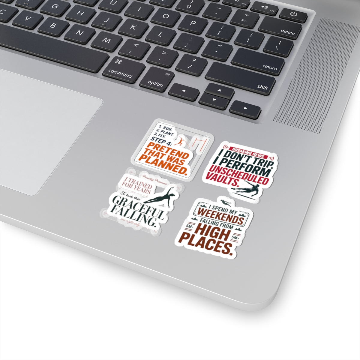 Pole Vault Sticker Pack – 4 PCS Funny Track Decal Set Humorous Quotes for Pole Vaulter Athlete Jumper Runner
