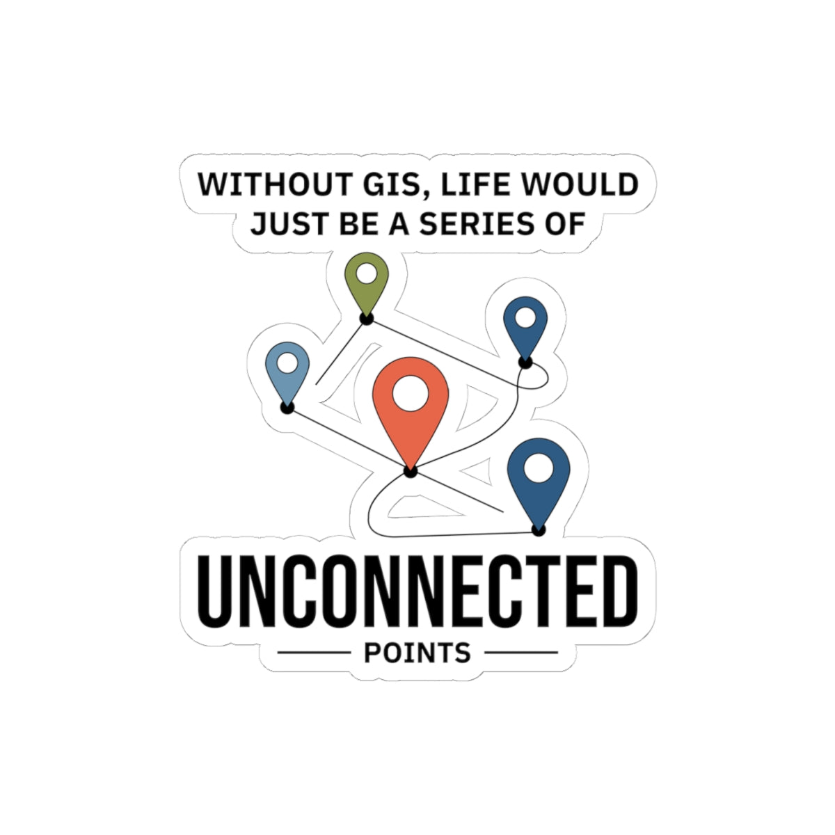 "GIS Life Sticker - Connected Points Vinyl Decal for Mappers & Data Analysts"