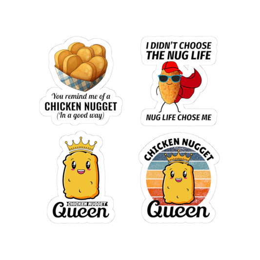 Nug Life Queen Sticker Pack – 4 PCS Funny Superhero Nugget Decals for Nugget Lovers Girls Women