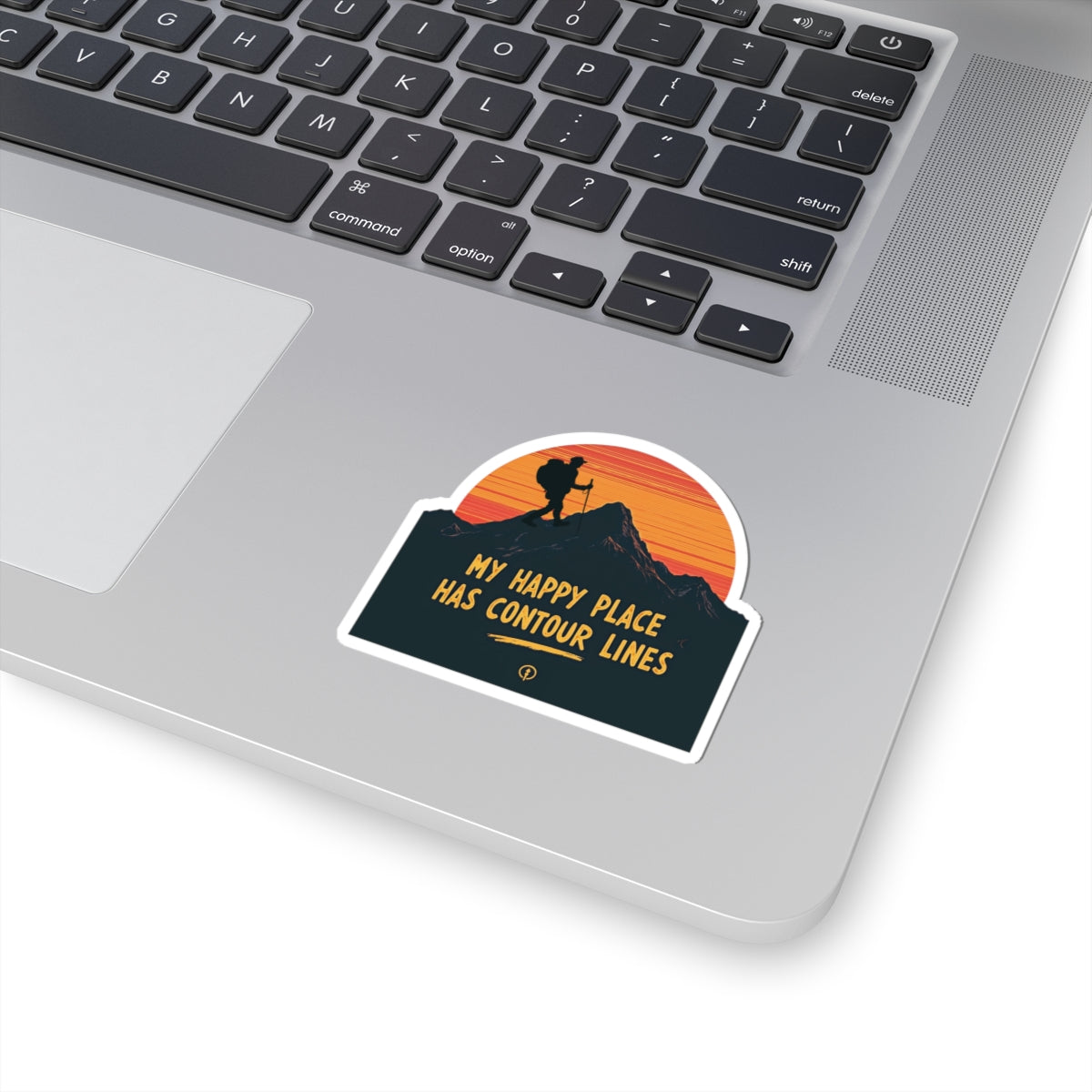 Mountain Happy Place Sticker - Elevation Lines Decal for Outdoor Enthusiasts