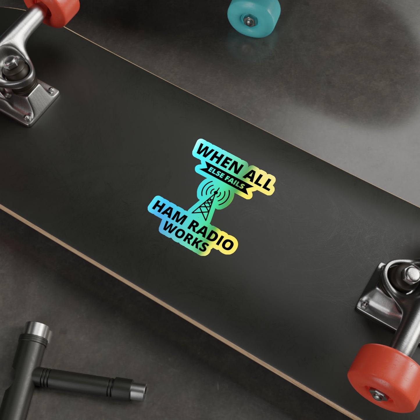 Amateur Ham Radio Operator Stickers Holographic Vinyl Decal - Reliable Comms & Morse Code