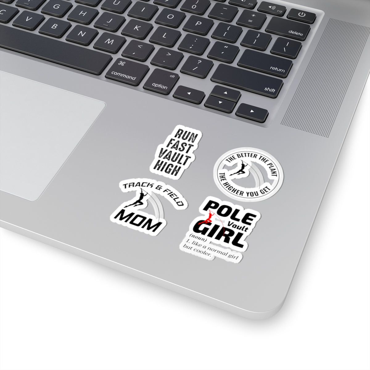 Pole Vault Sticker Pack – 4 PCS Funny Girl Mom Graphic Decal Set for Track and Field Athletes, Female Vaulters & Sport Moms