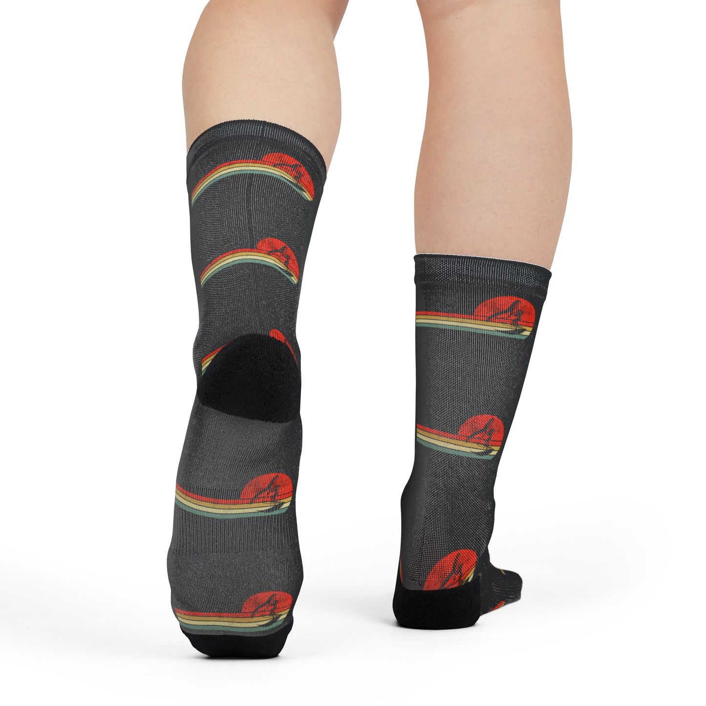 Wing Foiling Socks - Vintage Retro Sunset Design for Water Sports Fans