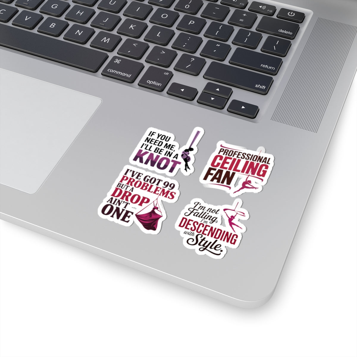 Aerial Silk Sticker Pack – 4 PCS Funny Quote Decal Set for Aerialists, Circus Performers & Silk Dancers