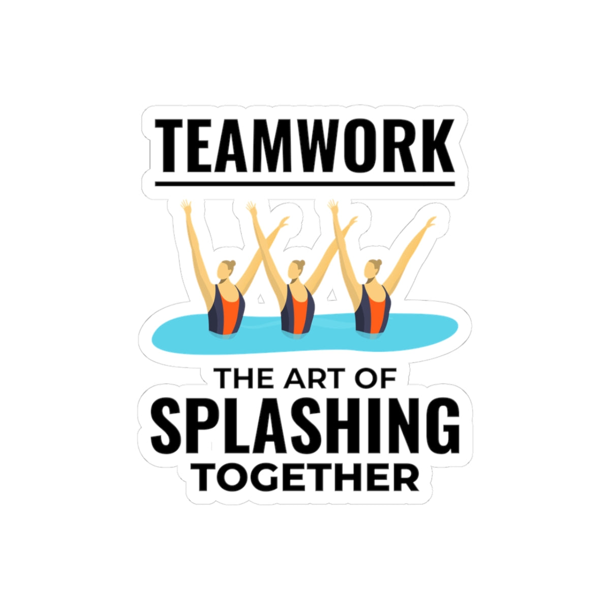 Playful Synchronized Swimming Sticker - Team Splash Art Vinyl Decal for Swim Teams