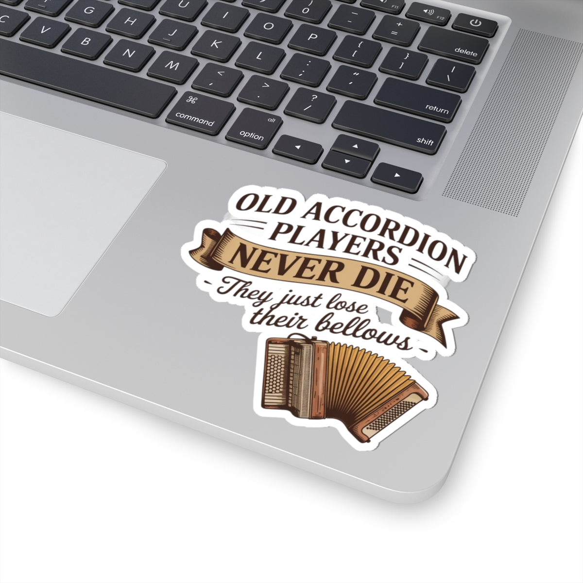 Accordion Sticker – Senior Musician Humor Decal for Old Squeezebox Players, Polka Veterans, Folk Musicians, Band Retirees