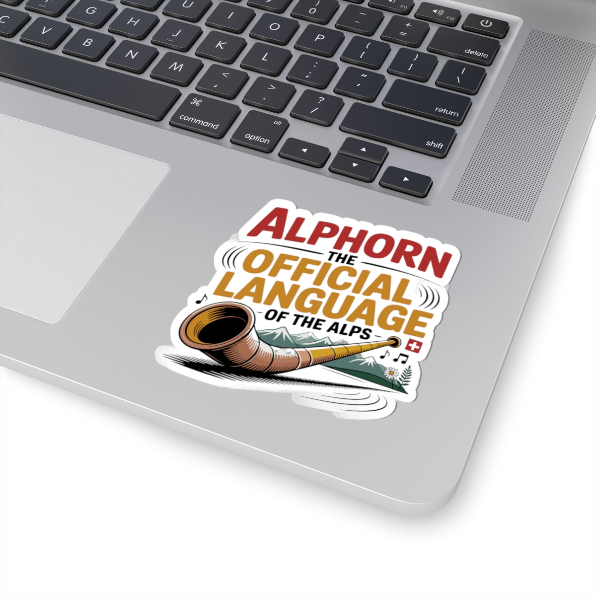Alphorn Music Sticker - Alpine Horn Player Vinyl Decal for Musicians Switzerland Folk Enthusiasts