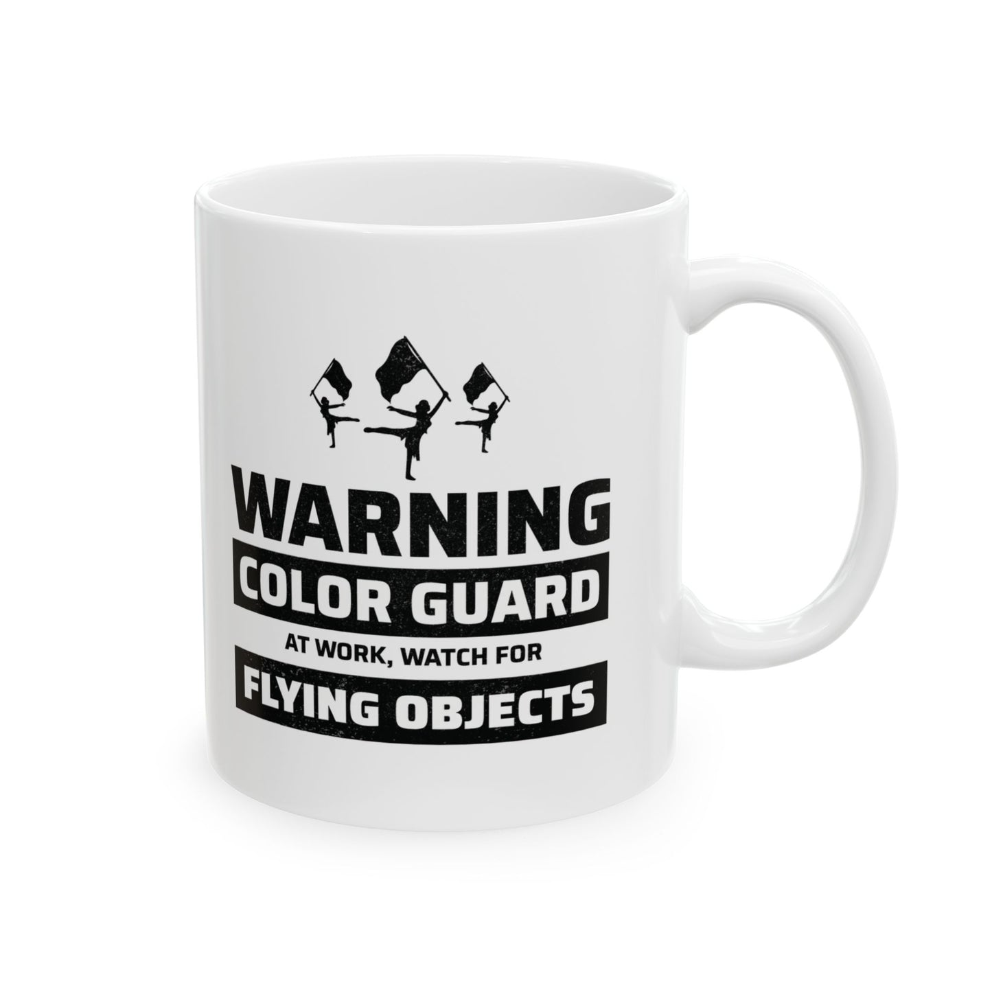 Color Guard Mug - Flying Objects Warning Design for Enthusiasts