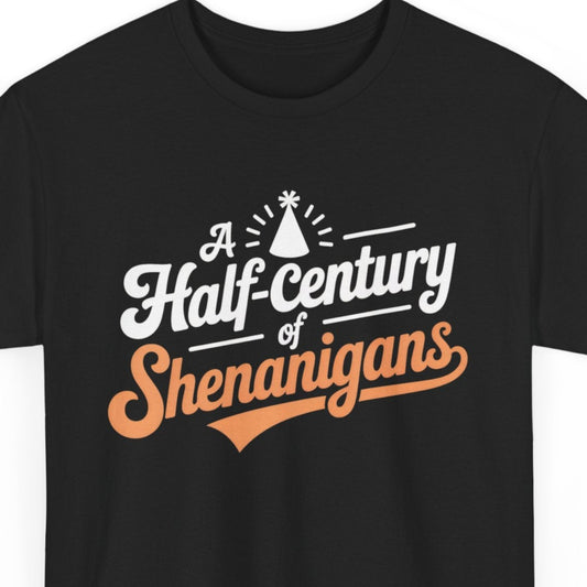 Vintage 50th Birthday T-Shirt - 'Half-Century Shenanigans' Retro Humor Tee