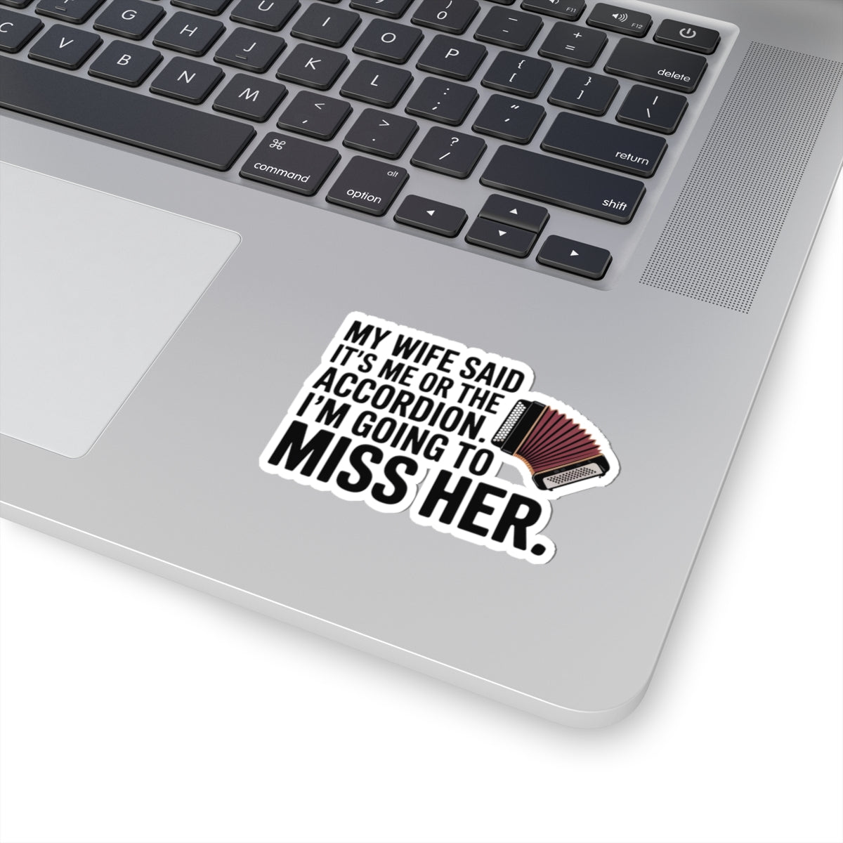 Accordion Sticker – Marriage Humor Decal for Squeezebox Players, Polka Band Members