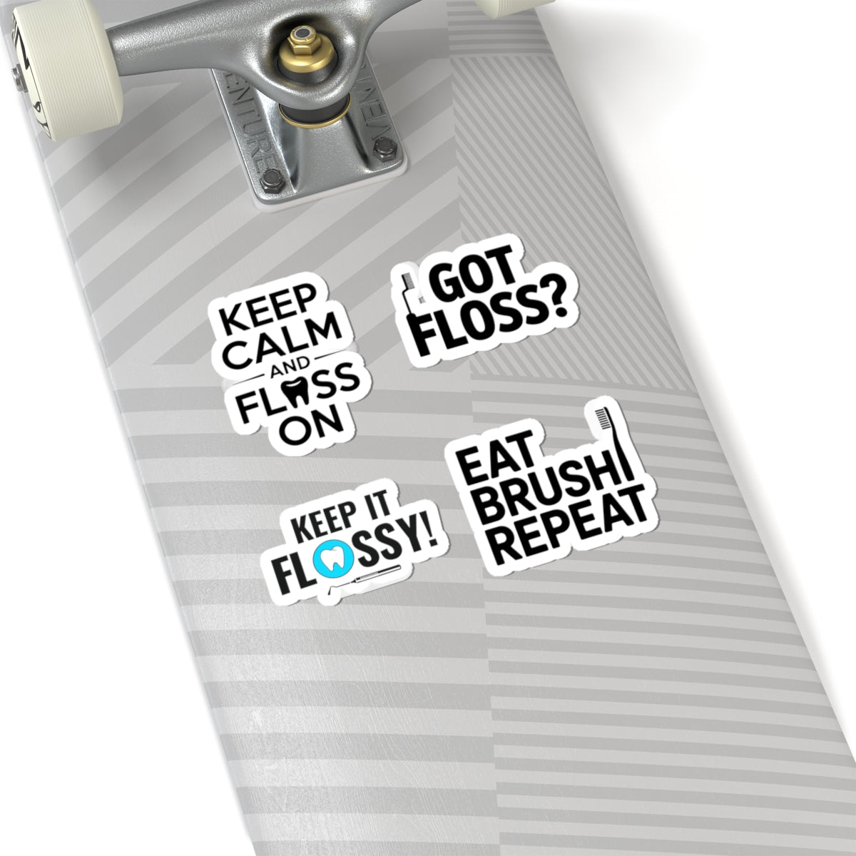 Dental Theme Sticker Bundle - 4Pcs Floss Humor Vinyl Decals for Dental Hygienists