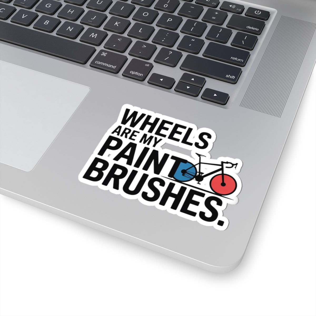 Artistic Expression Cycling Sticker - Wheels Paintbrushes Bike Vinyl Decal for Rhythmic Gymnastic Athletes, Artist, Coach