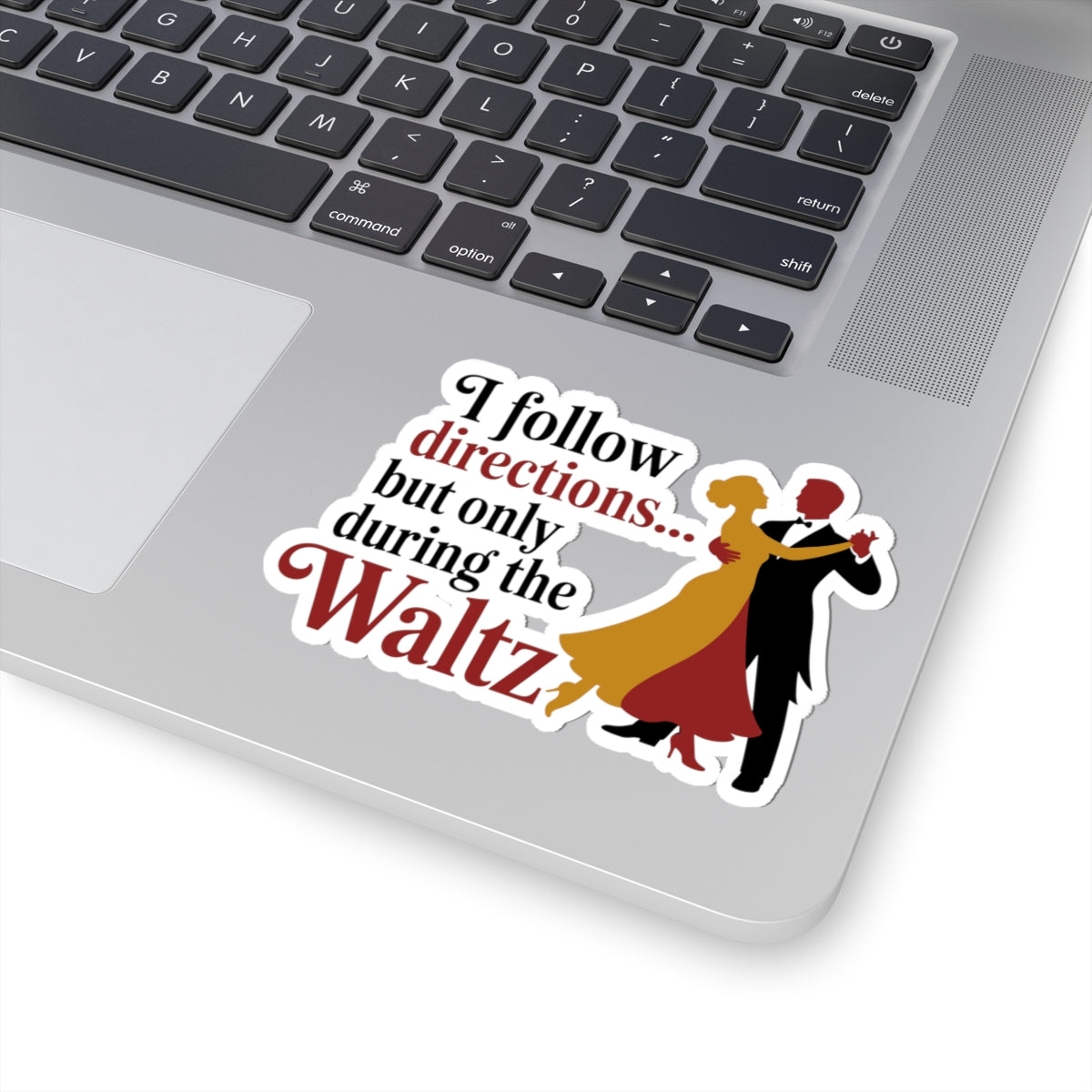 Waltz Humor Sticker - Selective Direction Following Vinyl Decal for Dancers, Ballroom Partners