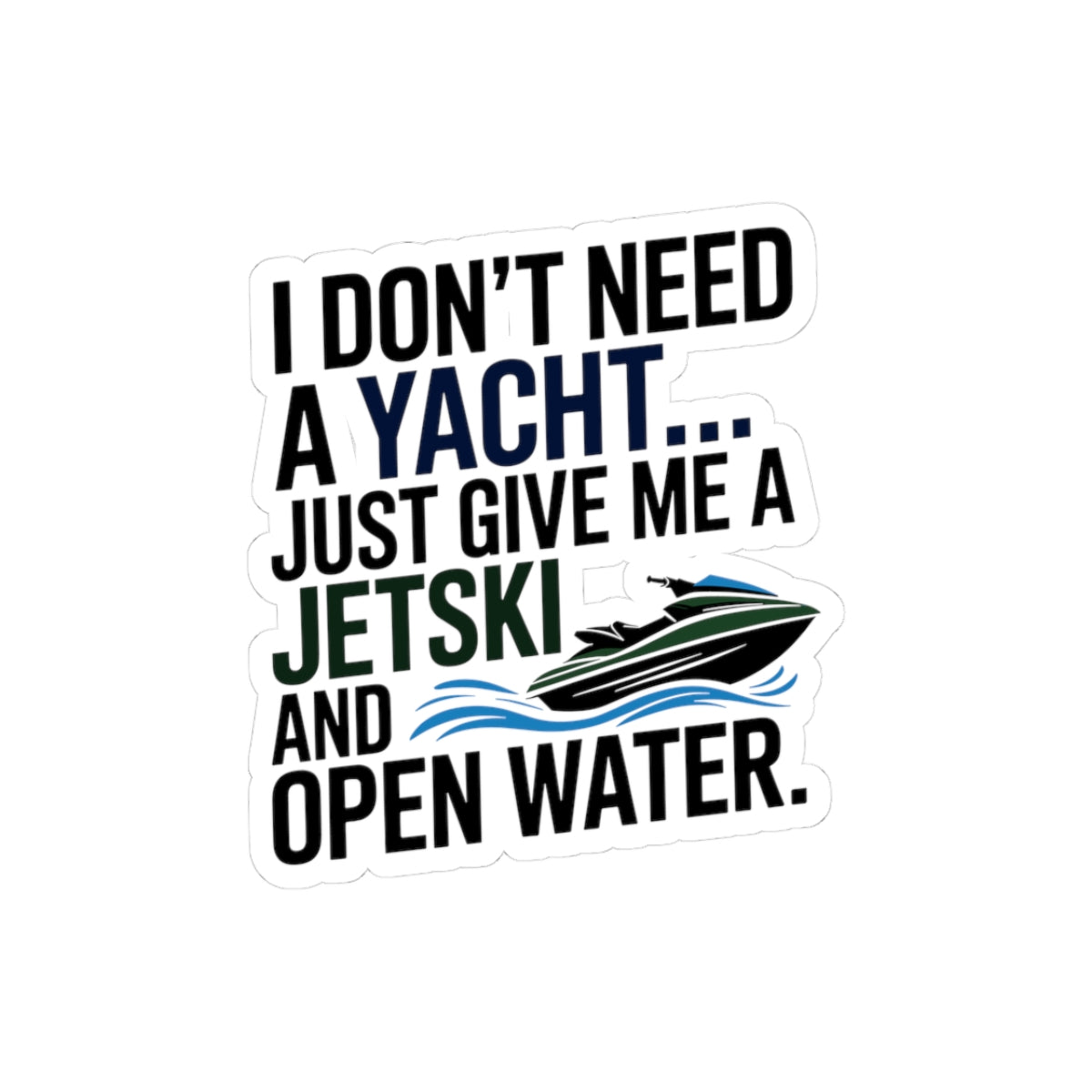 Jet Ski Freedom Sticker - Open Water Vinyl Decal for PWC Purists & Minimalist Water Lovers