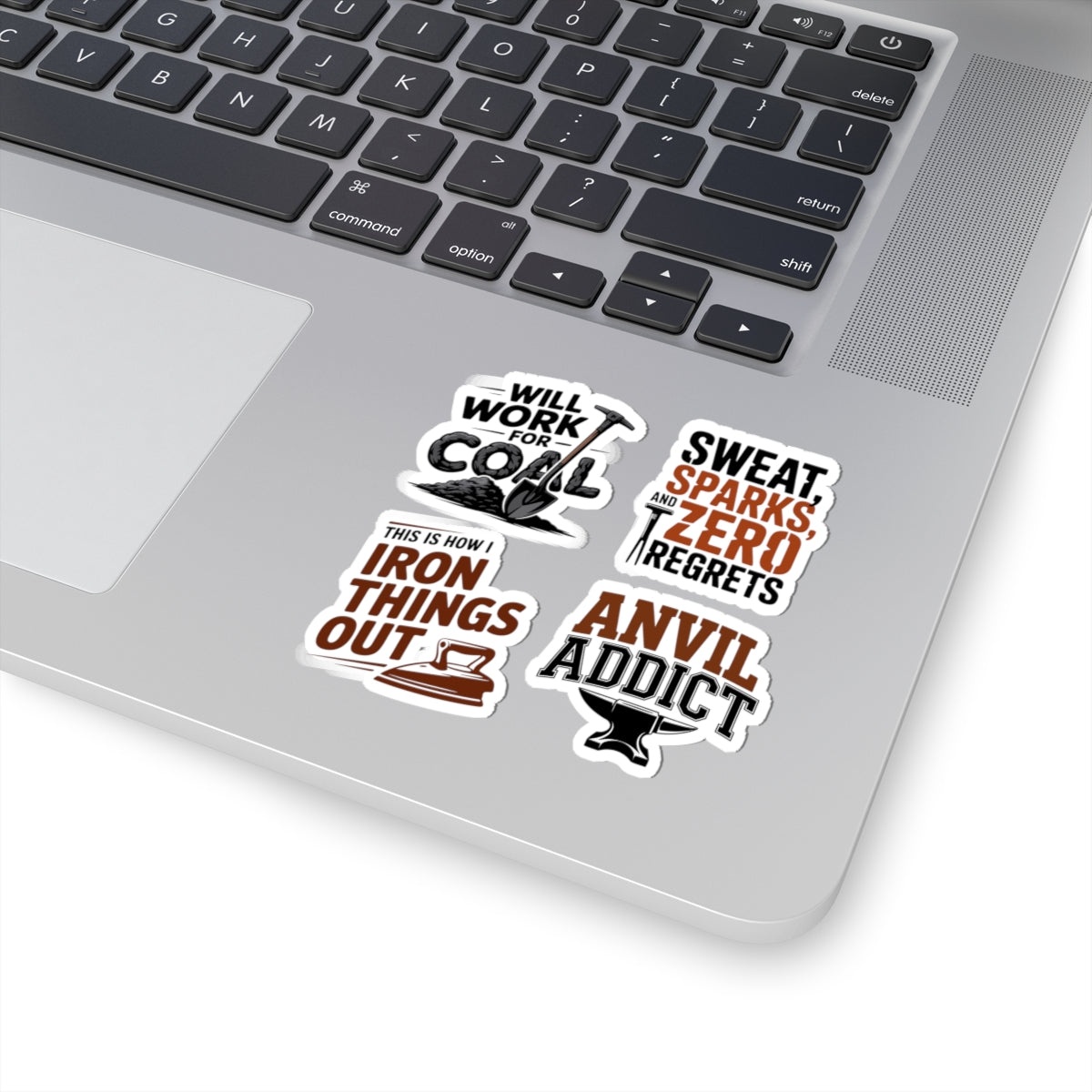 Blacksmith Sticker Pack – 4 PCS Funny Coal Anvil Humor Decal Set for Metalworkers Bladesmiths