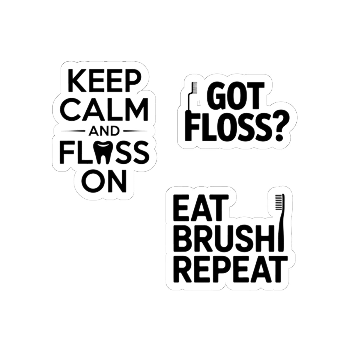 Dental Sticker Bundle – 3 Items: Funny Dentist Tooth, Floss & Brush Vinyl Decals for Dentists, Hygienists & Students