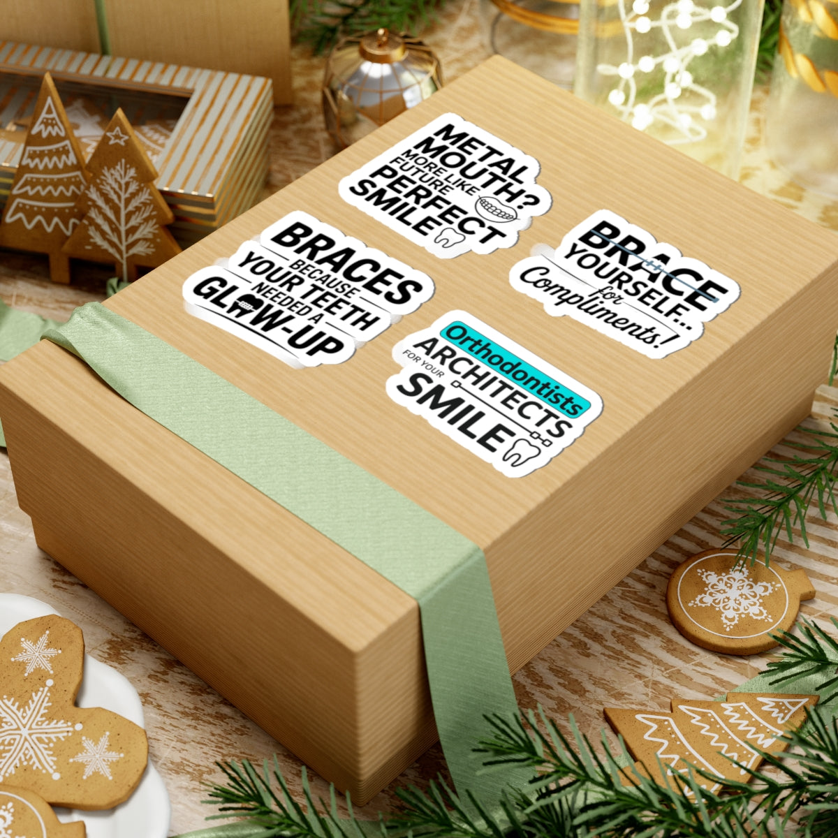 Orthodontics Sticker Bundle - 4 Pcs: Braces Encouragement & Smile Architect Vinyl Decals for Patients