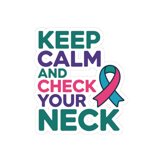 Thyroid Awareness Ribbon Sticker - Health Check Vinyl Decal for Patients, Survivors, and Medical Staff