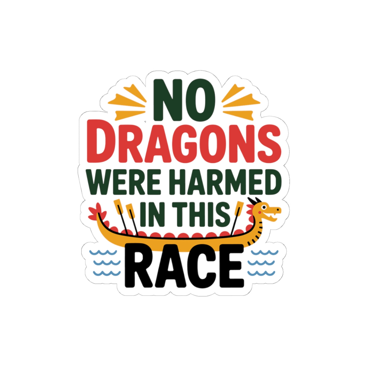 Humorous Dragon Boat Racing Sticker - Lighthearted Crew Vinyl Decal for Paddlers and Teams